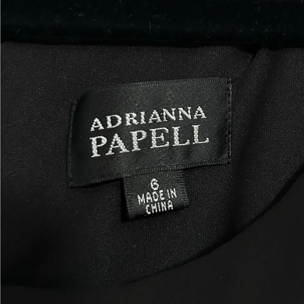 Adrianna Papell Women’s Black Ruffle Tiered Shutter Pleat Cocktail Dress Size 6‎